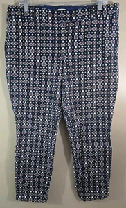 J. Crew Winnie Capri Stretch Navy Blue Patterned Zip Pant Sz 14 Work Office  - Picture 1 of 10
