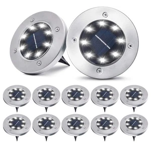12 Pack Solar Ground Lights - 8 LED Outdoor In-Ground Landscape Lights for Pa... - Picture 1 of 8