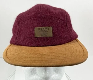 Wool Maroon Brown Leather Patch Old Navy Hat Cap - Picture 1 of 5
