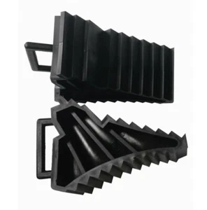 4 PCS/PAIR WHEEL CHOCKS WITH HANDLE black CARAVAN motorhome TRAILER horsebox CAR - Picture 1 of 1