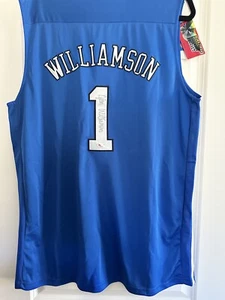 ZION WILLIAMSON Autographed Silver PSA DUKE BLUE DEVILS Basketball Jersey #1 - Picture 1 of 6