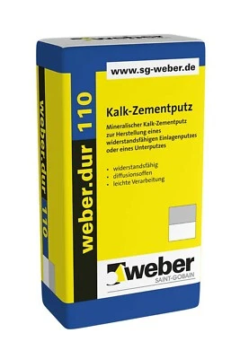 (0,48 €/kg) 30 kg Kalk-Zement-Putz weber.dur 110 Unterputz mineralisch