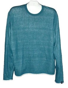 Rag & Bone New York Teal Blue White Trim Cotton Shirt Sweater Size US 2XL - Picture 1 of 9