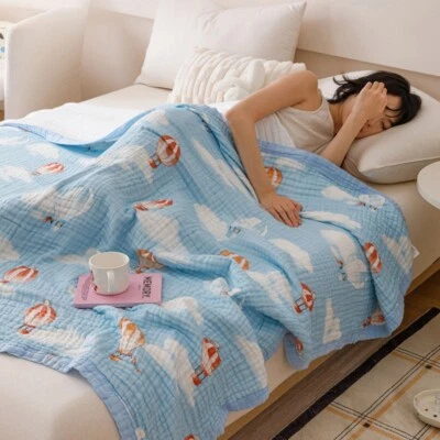 Towel Blanket Cotton Quilt Pure Cotton 6 Layers Gauze Knitted Cotton Blanket - Image 1 of 4