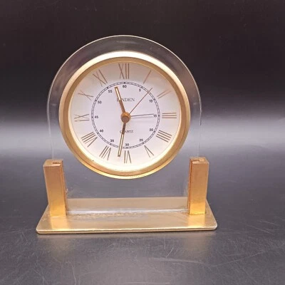 Linden Quartz Desk Alarm Clock Gold Tone Finish MCM Hong Kong Working - Image 1 of 4