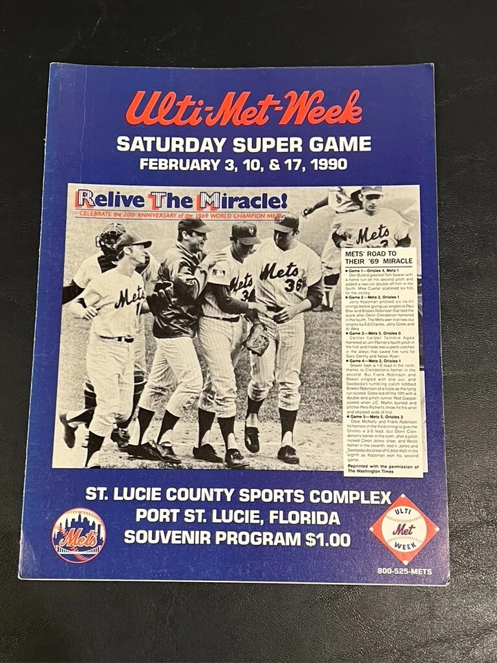 New York Mets Miracle Mets 1969 Ulti-Met-Week Program Hand Signed - Image 1 of 4