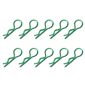 SpeedTek RC 1/10 & 1/8 RC Car Bent Body Clips (10) (Green) - Picture 1 of 1