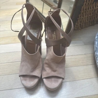 Aquazzura Firenze 厚底凉鞋 米色 Sued 和皮革 37 — 第 1/4 张图片