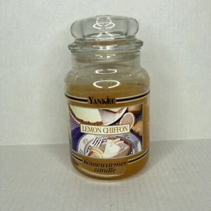 Yankee Candle Lemon Chiffon Retired Black Band 22 oz Housewarmer Large Jar Used - Bild 1 von 8