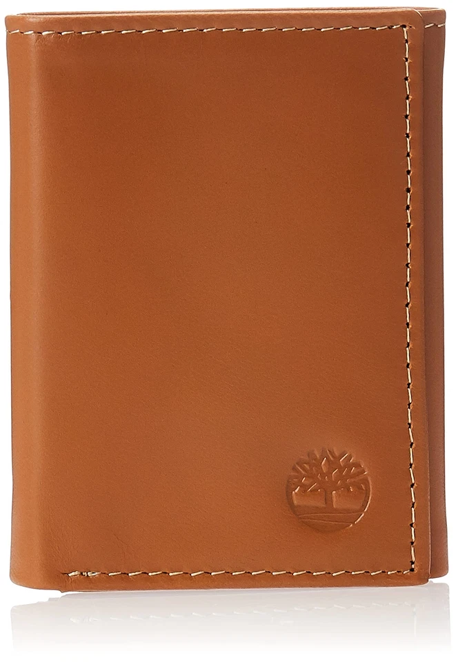 Timberland Premium Genuine Leather Cloudy Trifold Wallet Tan