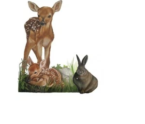 Tatouage Dry Rub Transfer Baby Deer and Rabbit - Picture 1 of 1