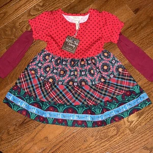 Matilda Jane Jolly Holiday Dress Size 2 New Christmas Girls Plaid - Picture 1 of 2