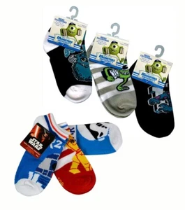6 PAIR DISNEY STAR WARS, MONSTER, INC. Kids Boys Socks 4-6 shoes 7-10 NEW - Picture 1 of 15
