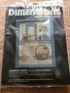 DIMENSIONS Counted Cross Stitch~1987~Country Bath~Vintage~Farmhouse~Sealed~NOS - Picture 1 of 5