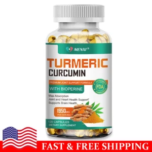 1800mg Turmeric Curcumin with Ginger & Black Pepper for High Absorption 120 Caps - Picture 1 of 9