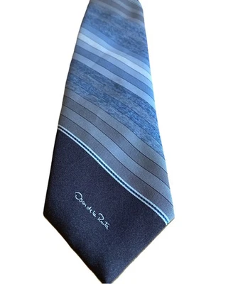 Corbata Oscar de la Renta Rayas Marrón Logo Clásica  Foto 1 de 4