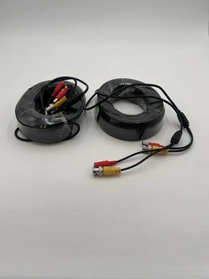 2X  100ft Video/power Cable Bnc DC Security Camera RCA Dvr Cord For CCTV Black - Image 1 of 4
