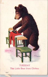 Postcard Tuesday The Little Bear Irons Clothes - Picture 1 of 2