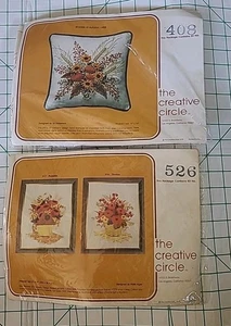 Lot 2 Creative Circle Embroidery Kits 408 Shades Of Autumn Pillow, 526 Poppies - Picture 1 of 4