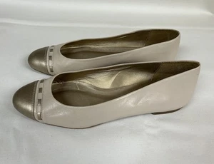FS/NY Womens Tan & Pewter Leather Ballet Flats 9 Medium Shoes - Picture 1 of 9