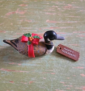 Vintage Weihnachtsschmuck. Ensco 1983 Stockente. Happy Holidays. Resin  - Bild 1 von 7