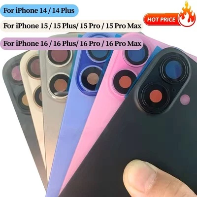 Para iPhone 14 15 16 17 Repuesto Cristal Trasero Cubierta Trasera Marco Imán + Logo Lote Foto 1 de 4