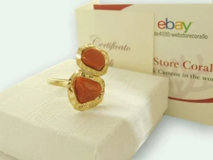 Anello per donnA con Corallo rosso pieTra in Argento da 925 PL in Oro 18 kt 750 - Foto 1 di 3