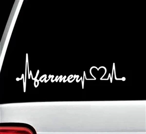 Adesivo decalcomania linea vita battito cardiaco agricoltore finestrino auto BG 118 trattore agricolo pollo  - Foto 1 di 3