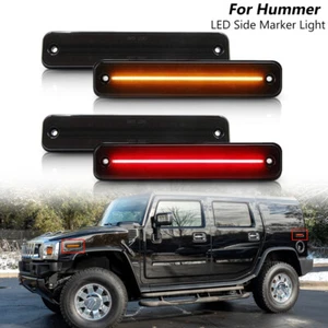 4x For 2003-2009 Hummer H2 Smoked LED Front+Rear Side Marker Lights Assembly - Picture 1 of 11