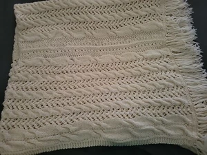 Chunky Colossal Handknit Throw  50x52 Creamy Beige - Picture 1 of 4