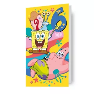 Age 6 Birthday Card, Spongebob Square Pants Birthday Card, Official Product - Picture 1 of 6