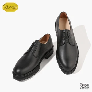 Zapatos Oxford Derby con cordones de cuero negro para hombre Firenze Atelier con suela vibram - Imagen 1 de 24