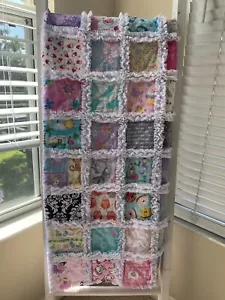 I Spy !! SWEET BABY GIRL RAG QUILT/Chenille blanket/rag quilt/baby shower gift - Picture 1 of 12