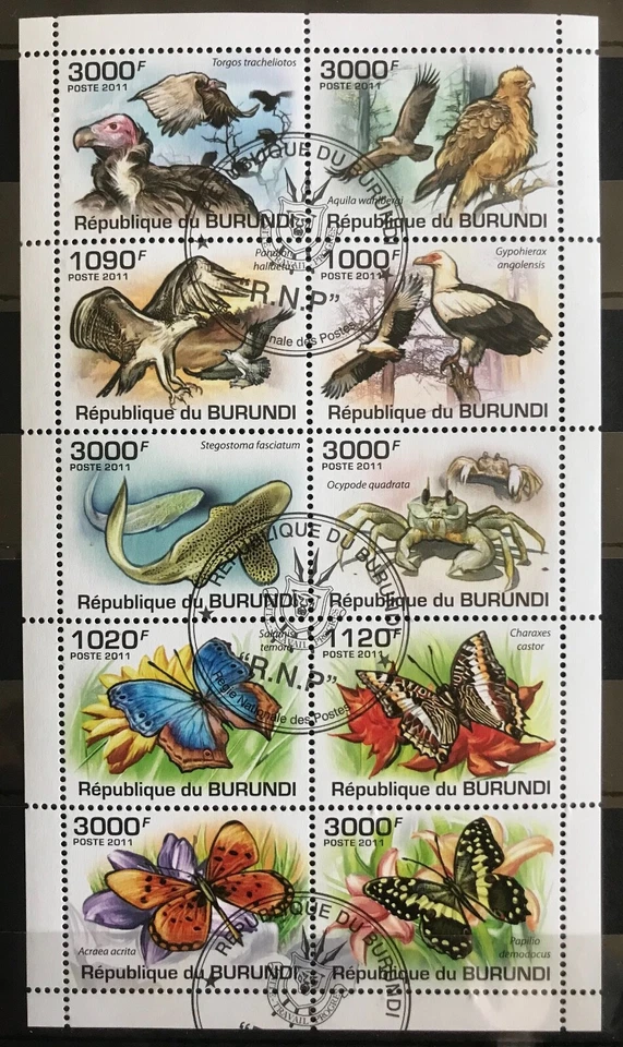 Burundi - Butterflies / Eagles / Bats  - Timbres - stamps CTO  B308 - Image 1 of 1