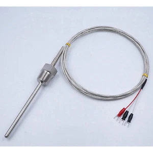 Sensor de sonda RTD PT100 ohmios L 100 mm PT 1/2"" hilo 6,4 Ø 2M con cable de plomo 3P - Imagen 1 de 3