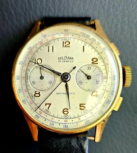 Vintage Delbana mens 18 kt gold case back manual working watch - Picture 1 of 13