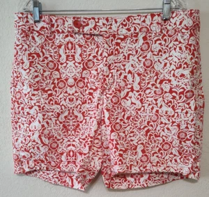 BANDOLINO Ivette Shorts Red White Floral Womens Size 16 Pockets Stretch Cotton - Picture 1 of 12