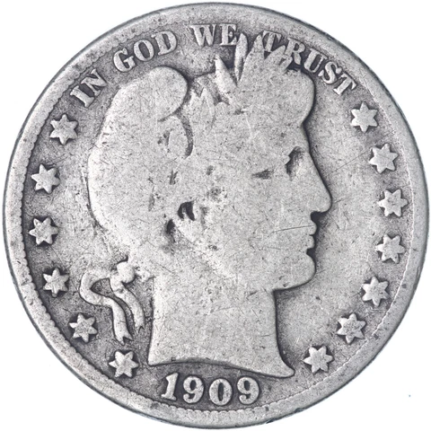 1909 S Barber Half Dollar 90% Silver Good GD See Pics N173 Cover