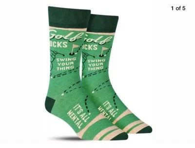 Golf- Swing Your Thing - Men’s Socks Blue Q It’s All Mental  Sz 7-12 - Image 1 of 3