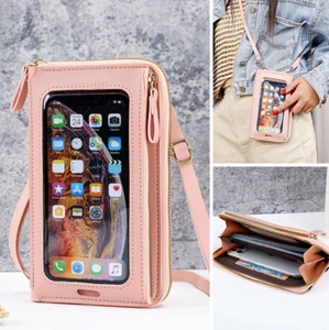Crossbody Leather Women Girl Zipper Card Touch Screen Wallet Purse Phone Case - Picture 1 of 15