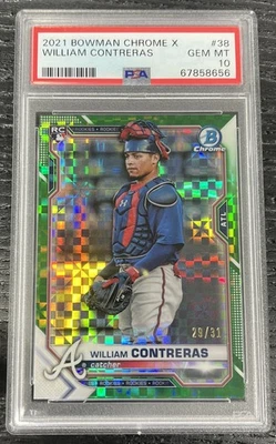 2021 Bowman Chrome X-Fractor William Contreras RC Rookie  #38 /31 PSA 10 - Image 1 of 2