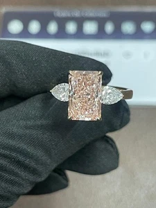 3.50 Radiant Lab Grown Diamond Engagement Ring Fancy Vivid Pink IGI Certified - Picture 1 of 10