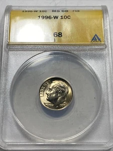 1995-W 10c Roosevelt Dime ANACS MS68 Full Split Bands Item 9898 - Picture 1 of 4