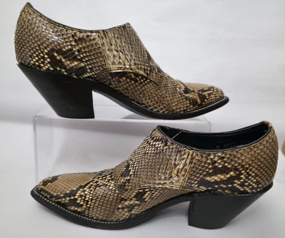 Nocona Snake (Sz 5 c) Leather Ankle Cowboy Boots Shoes Brown  Ltd Edition - Image 1 of 4