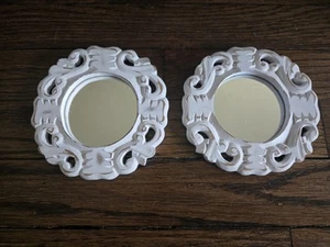 2 Shabby Chic Distressed Mini Wood Frame Wall Accent Mirror - Picture 1 of 3
