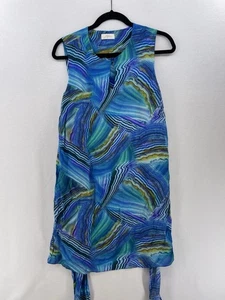 Gottex 100% Silk Sleeveless Dress Colorful Waves Ripples Patterned Medium Wrap - Picture 1 of 12