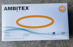 Ambitex Size Medium Powder Free Blue Nitrile Gloves 1 box = 100 gloves NMD400 - Picture 1 of 5