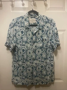 Wetterfestes Vintage Hawaiihemd Herren Gr. L blau Kreise Button Down - Bild 1 von 9