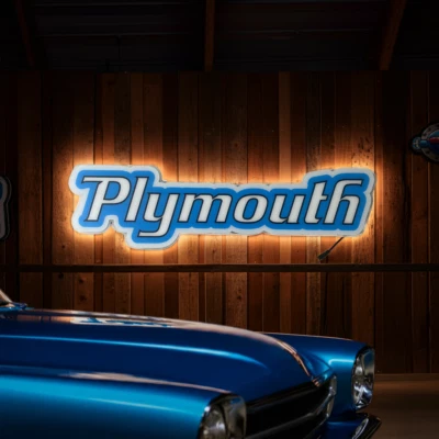 Large lighted Plymouth dealer backlit sign Cuda Duster GTX Road runner sign - Image 1 of 4
