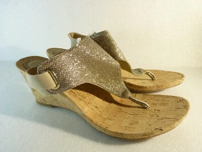 White Mountain Women Shoes sandals Gold Glitter Wedge Size 8.5 SKU 10688 - Image 1 of 4